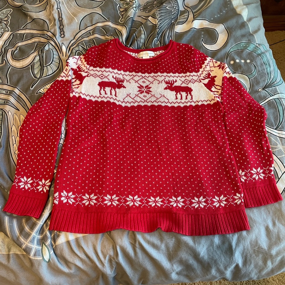 Red and white holiday sweater